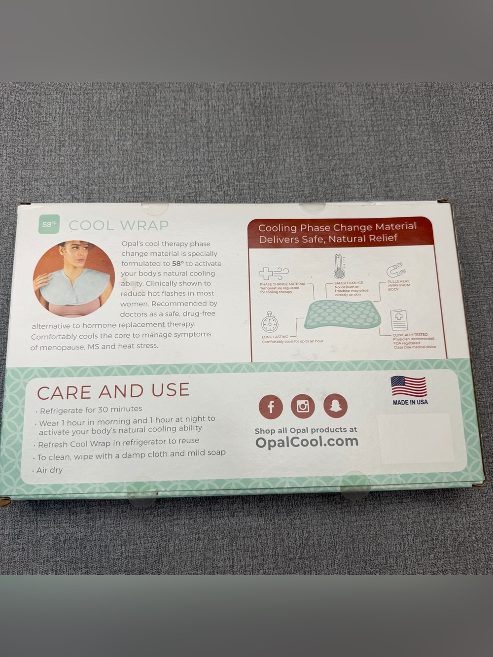 Opal Cool Wrap 58° Phase Change Cooling Wrap for Menopause & MS Relief - Picture 5 of 15